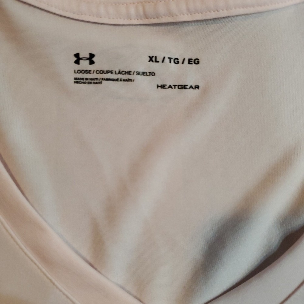Under Armour Shirt Women X-Large Pale Pink Loose Heat Gear Performance Gym - Picture 2 of 3